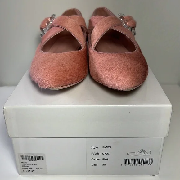 Simone Rocha Pink Ponyhair Pointed Flats w/Crisscross Straps Eur 38, US 7.5-8 - Picture 7 of 10